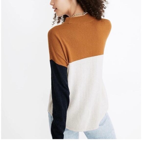 Madewell Women Coloblock Ashbury Merino Wool/Alpaca Mockneck Sweater Size XS - Picture 2 of 9